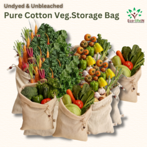 Toxic Free Vegetable Storage Cotton Bag - Pack of 10 Bags