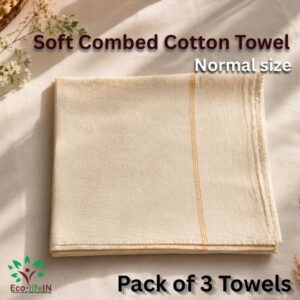Undyed and Unbleached pure Combed Cotton Bath Towel - pack of 3 Towels